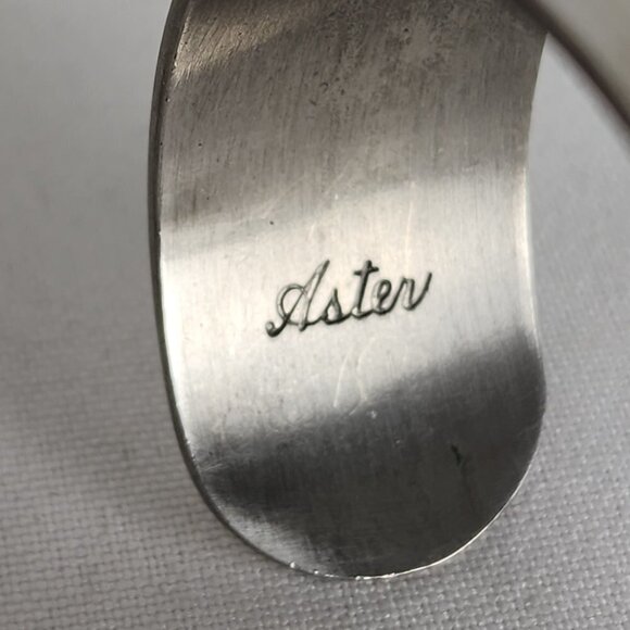 Kirk Pewter Aster Cuff 900-9 Floral Engraved Bracelet - Picture 7 of 8